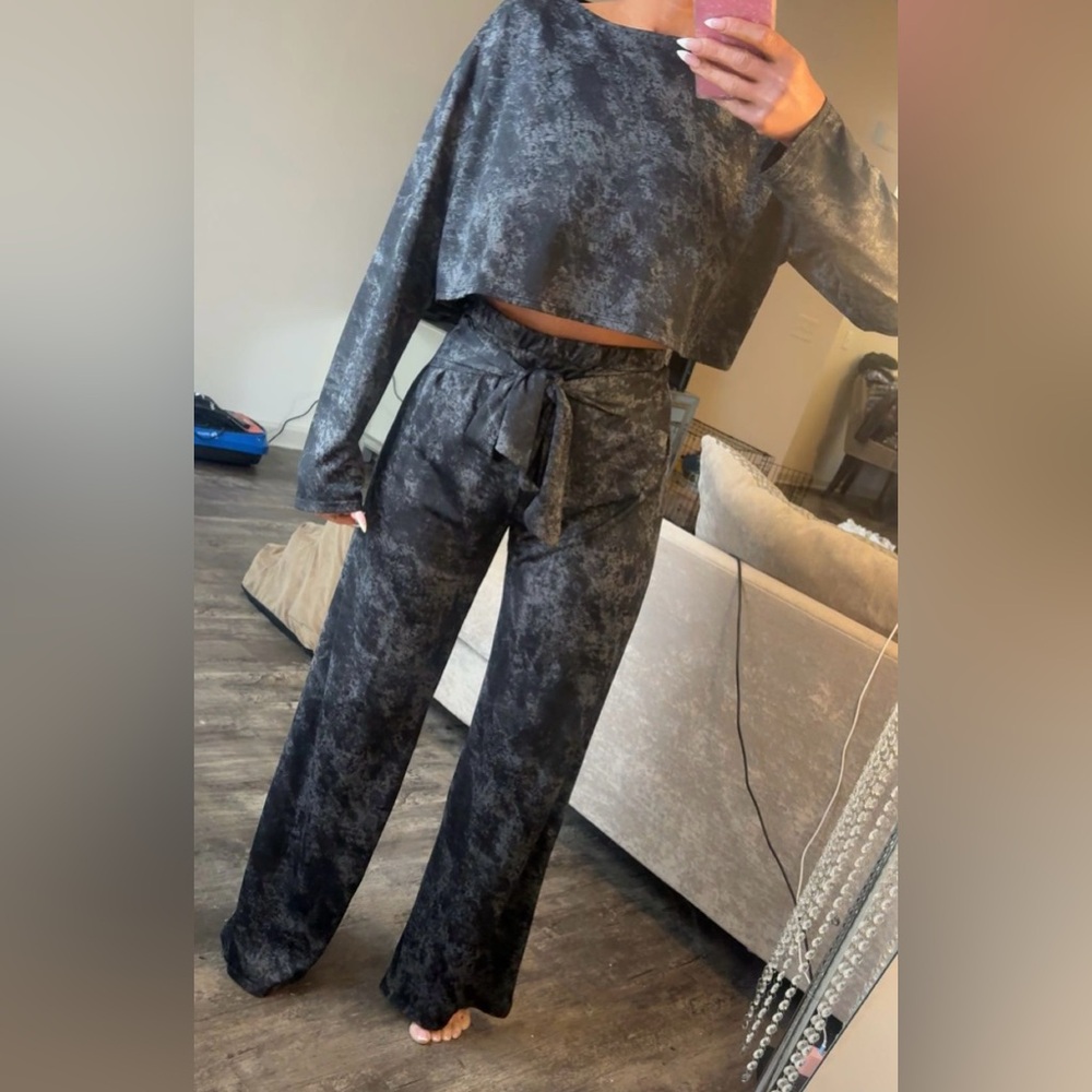 Tie-Waist Wide Leg Pants Set